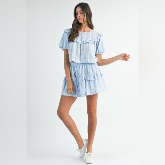 Light Blue Ruffled Two-Piece Set - Picture 15 of 16